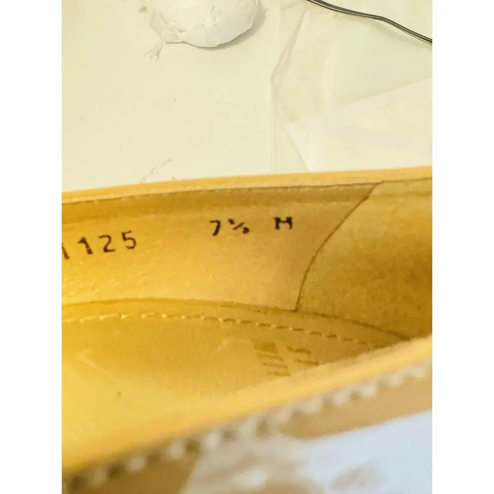 Stuart Weitzman Shoes Womens 7.5 Beige Patent Leather Platform Pumps Round Toe